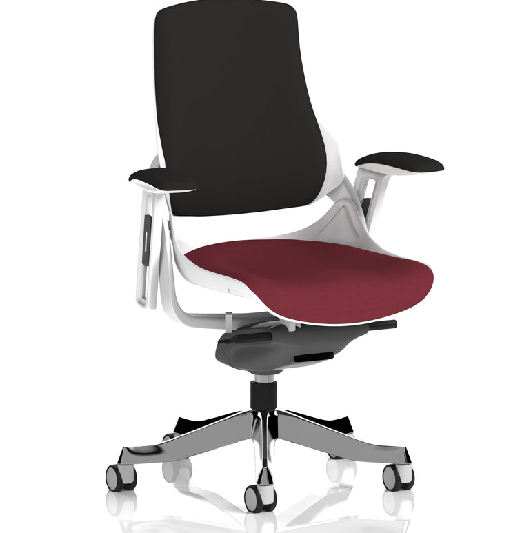 Zure High Back White Shell Fabric Executive Office Chair with Arms