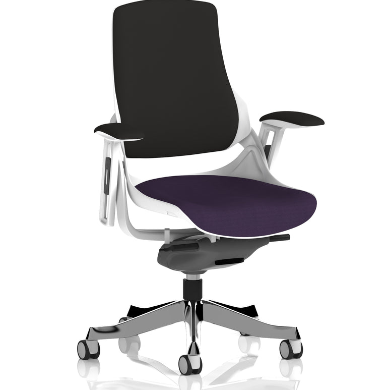 Zure High Back White Shell Fabric Executive Office Chair with Arms
