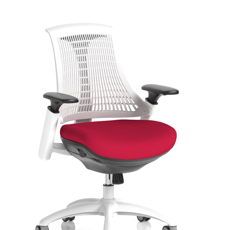 Flex Medium Back White Frame Task Operator Office Chair with Arms