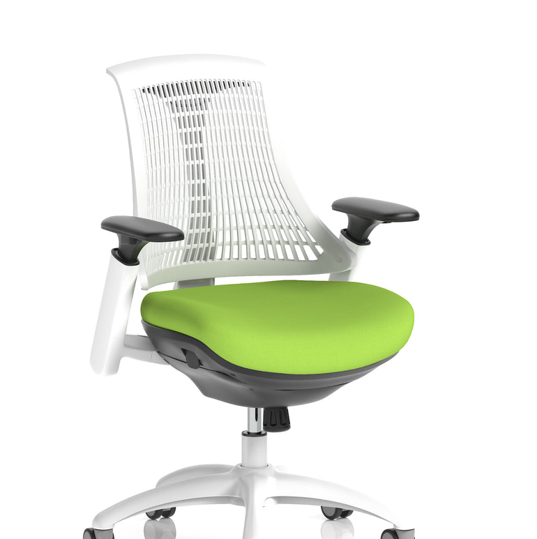 Flex Medium Back White Frame Task Operator Office Chair with Arms