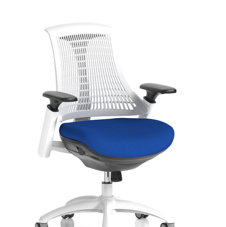 Flex Medium Back White Frame Task Operator Office Chair with Arms