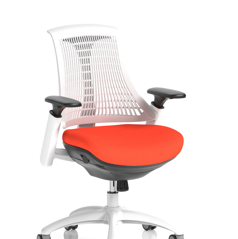 Flex Medium Back White Frame Task Operator Office Chair with Arms
