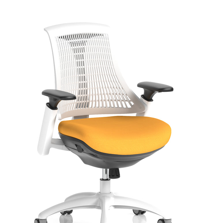 Flex Medium Back White Frame Task Operator Office Chair with Arms