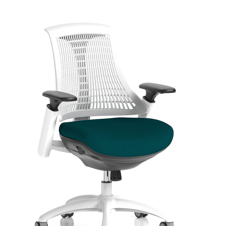 Flex Medium Back White Frame Task Operator Office Chair with Arms