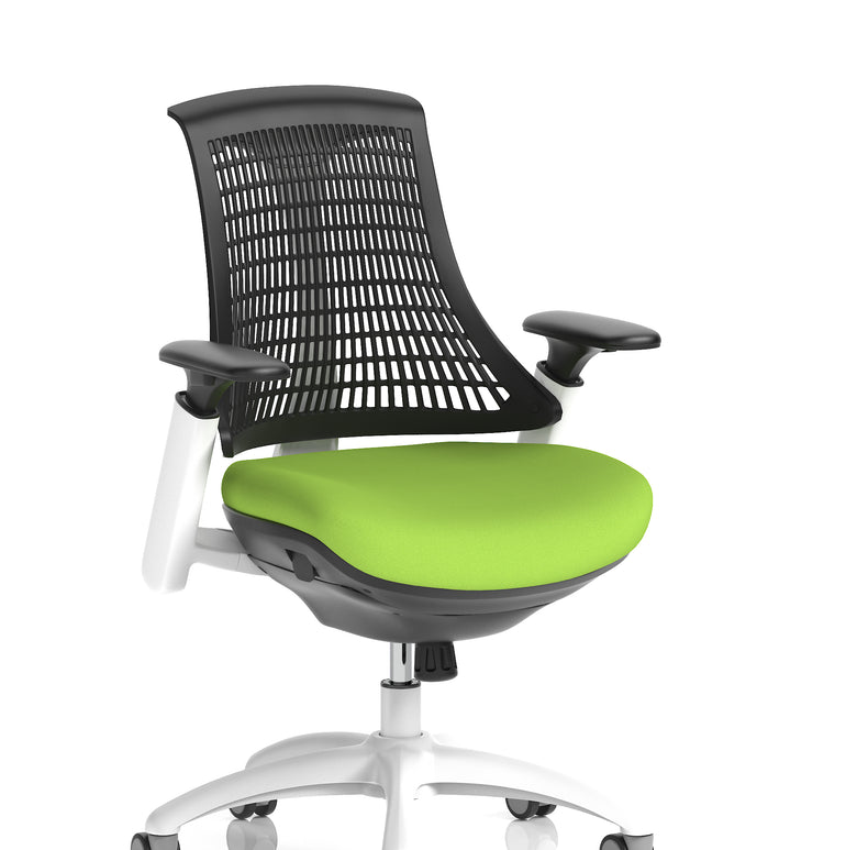 Flex Medium Back White Frame Task Operator Office Chair with Arms