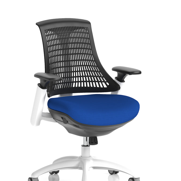 Flex Medium Back White Frame Task Operator Office Chair with Arms