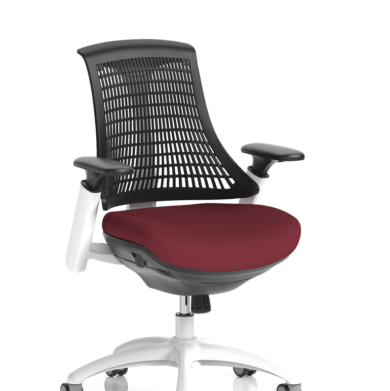 Flex Medium Back White Frame Task Operator Office Chair with Arms
