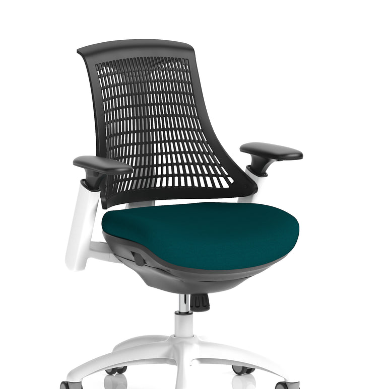 Flex Medium Back White Frame Task Operator Office Chair with Arms