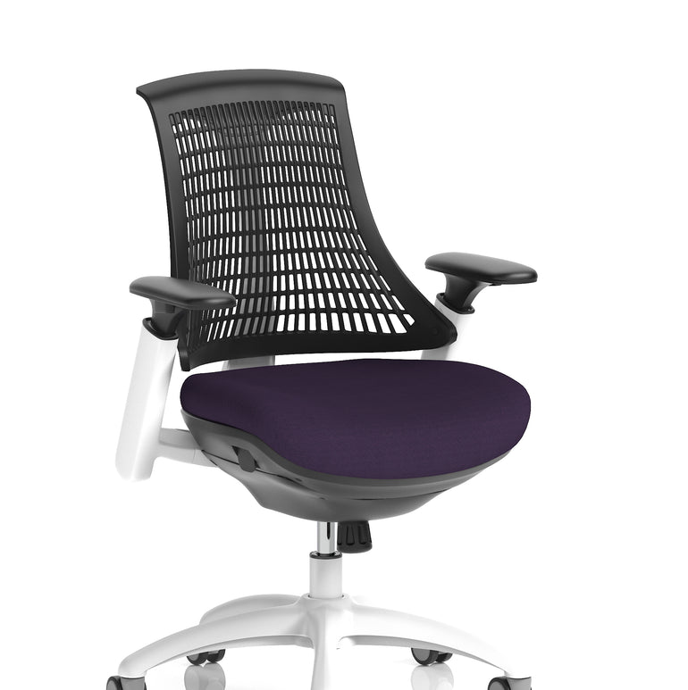 Flex Medium Back White Frame Task Operator Office Chair with Arms