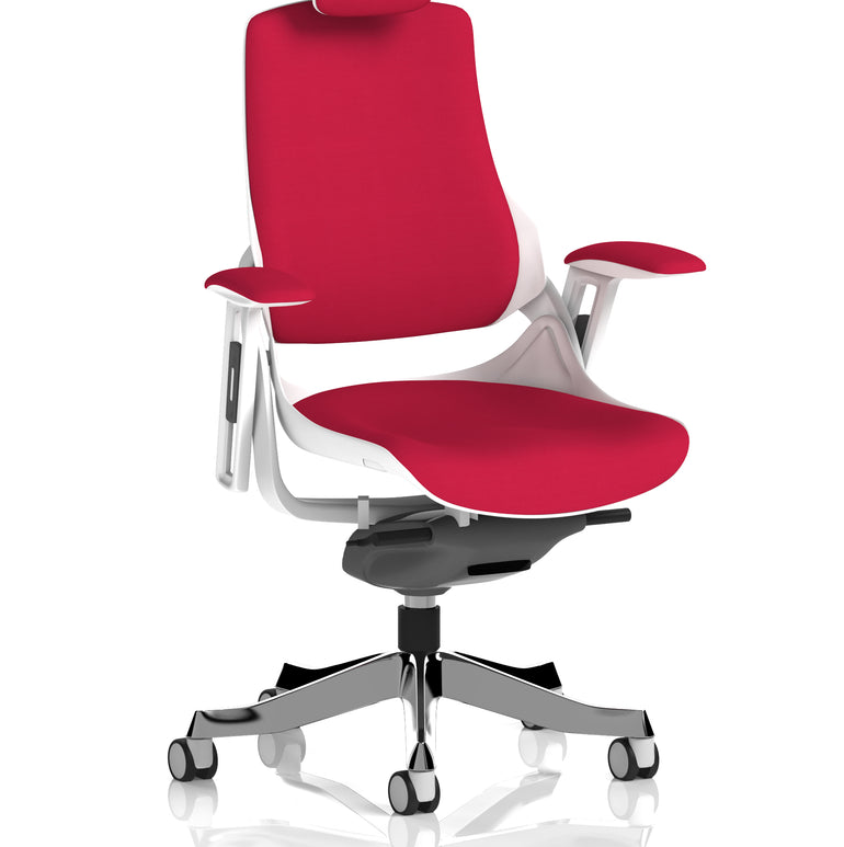 Zure High Back White Shell Fabric Executive Office Chair with Arms