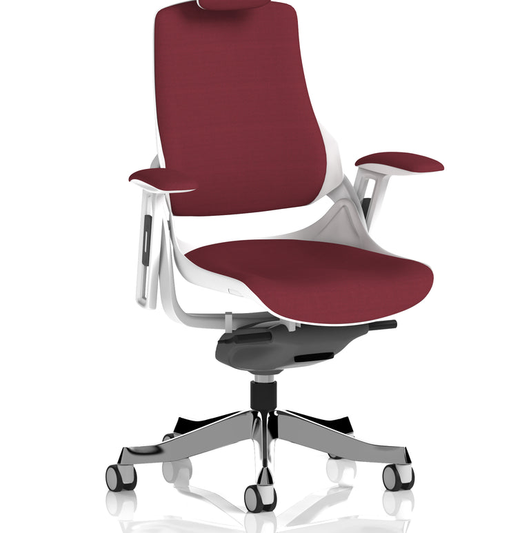 Zure High Back White Shell Fabric Executive Office Chair with Arms
