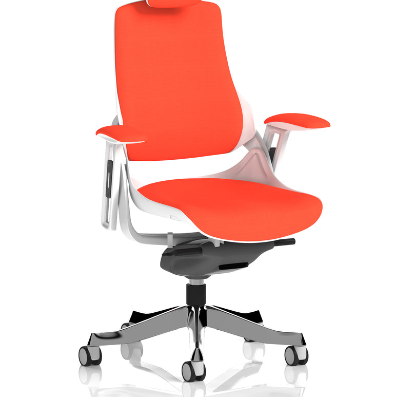 Zure High Back White Shell Fabric Executive Office Chair with Arms