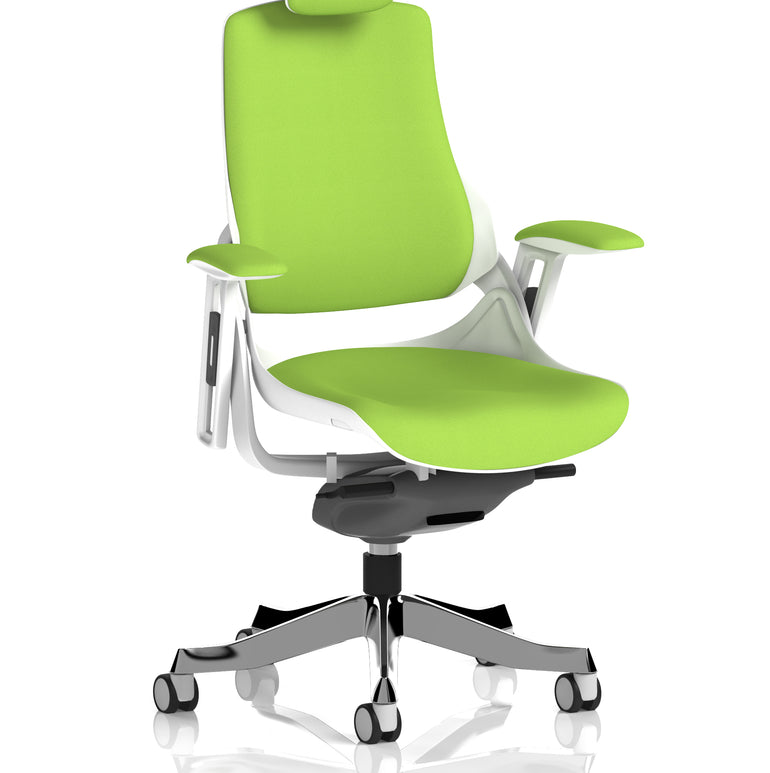 Zure High Back White Shell Fabric Executive Office Chair with Arms