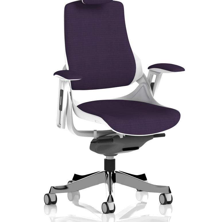 Zure High Back White Shell Fabric Executive Office Chair with Arms