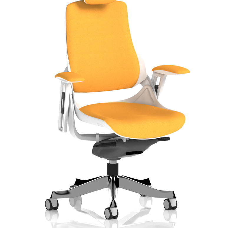Zure High Back White Shell Fabric Executive Office Chair with Arms