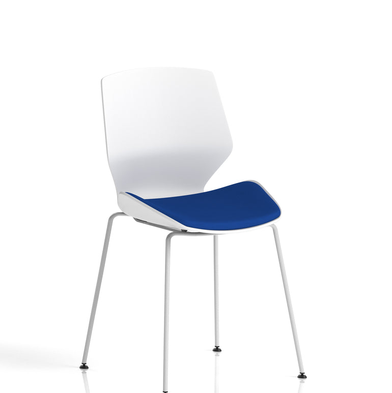 Florence White Frame Fabric Seat Visitor Chair