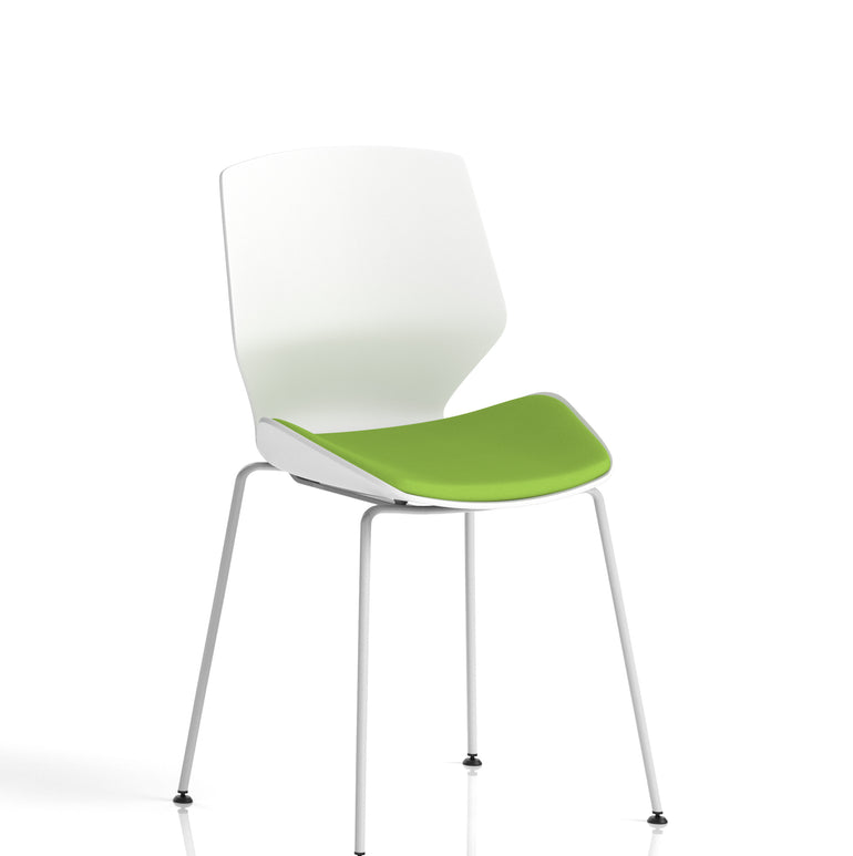 Florence White Frame Fabric Seat Visitor Chair