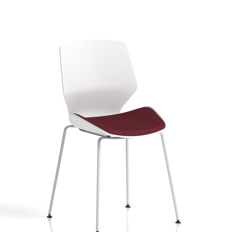 Florence White Frame Fabric Seat Visitor Chair