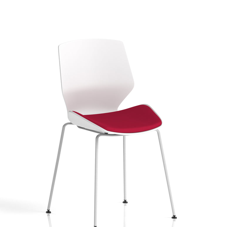Florence White Frame Fabric Seat Visitor Chair