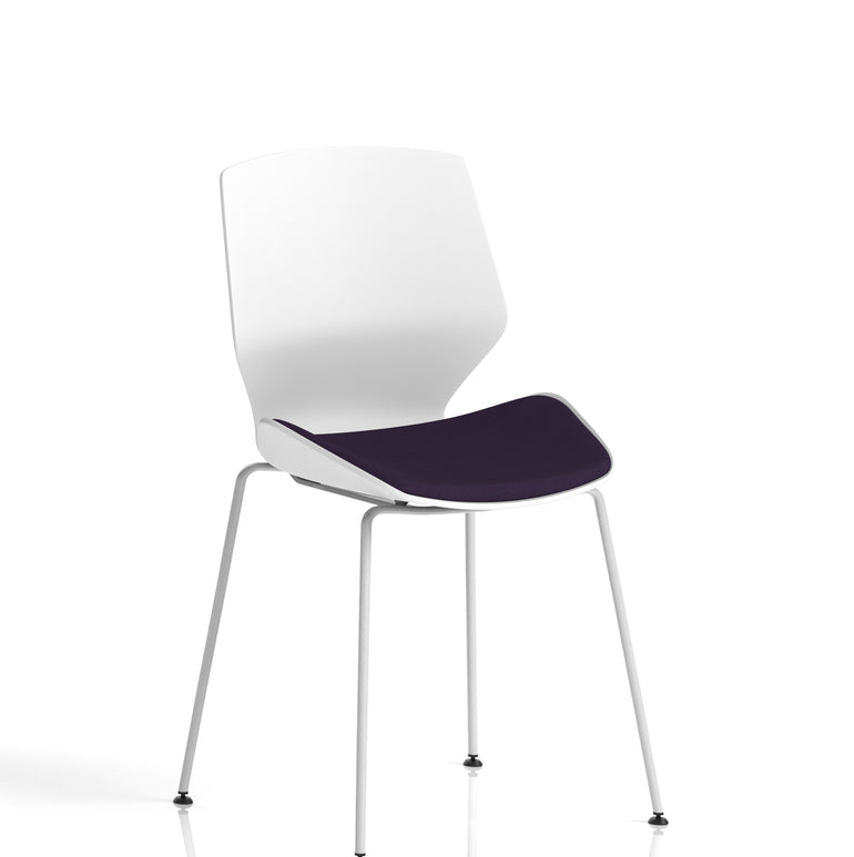 Florence White Frame Fabric Seat Visitor Chair