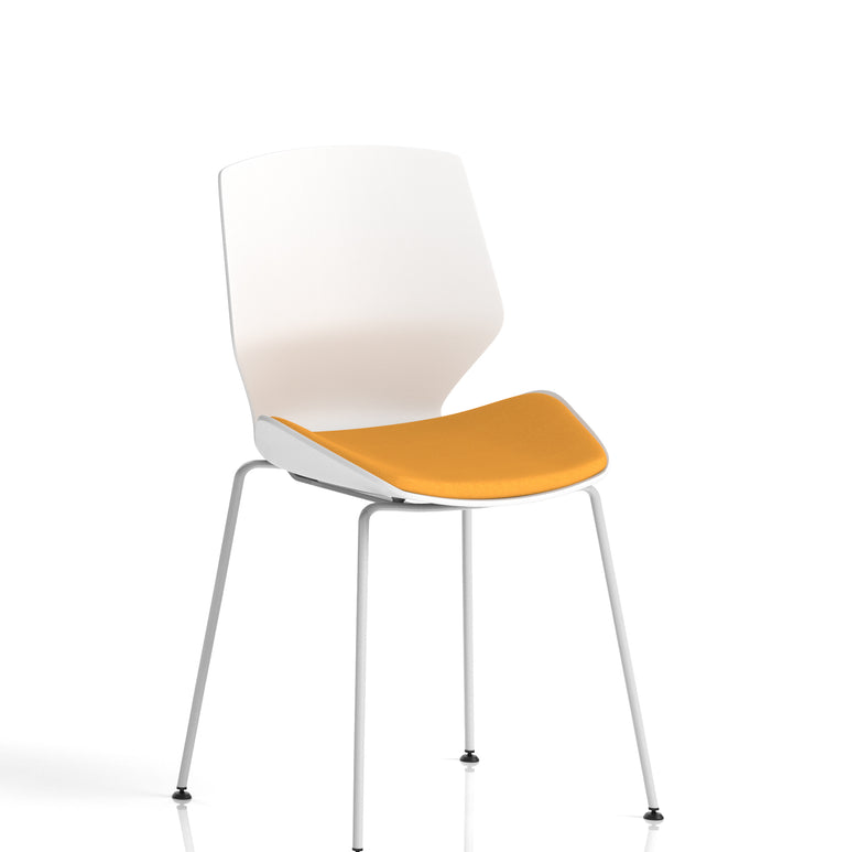 Florence White Frame Fabric Seat Visitor Chair