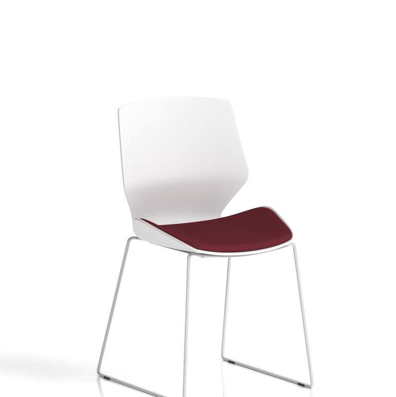 Florence Sled White Frame Fabric Seat Visitor Chair