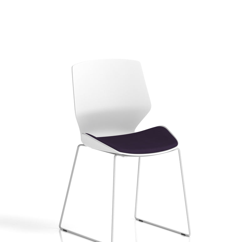 Florence Sled White Frame Fabric Seat Visitor Chair