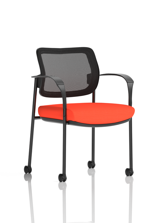 Brunswick Deluxe Medium Back Stacking Visitor Office Chair with Arms with Castors Bespoke