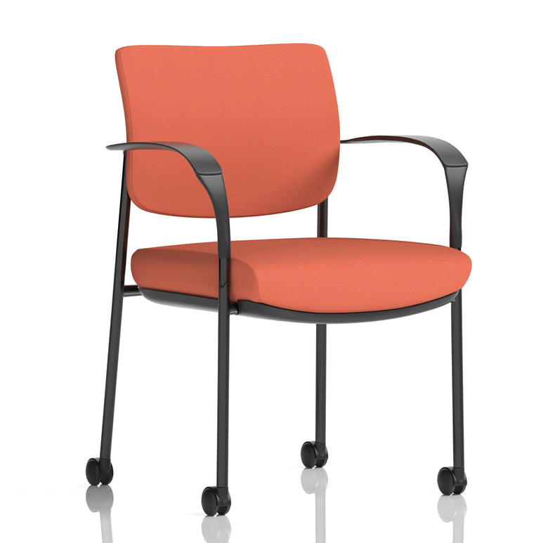 Brunswick Deluxe Medium Back Visitor Office Chair with Arms with Castors In Quest Fabric