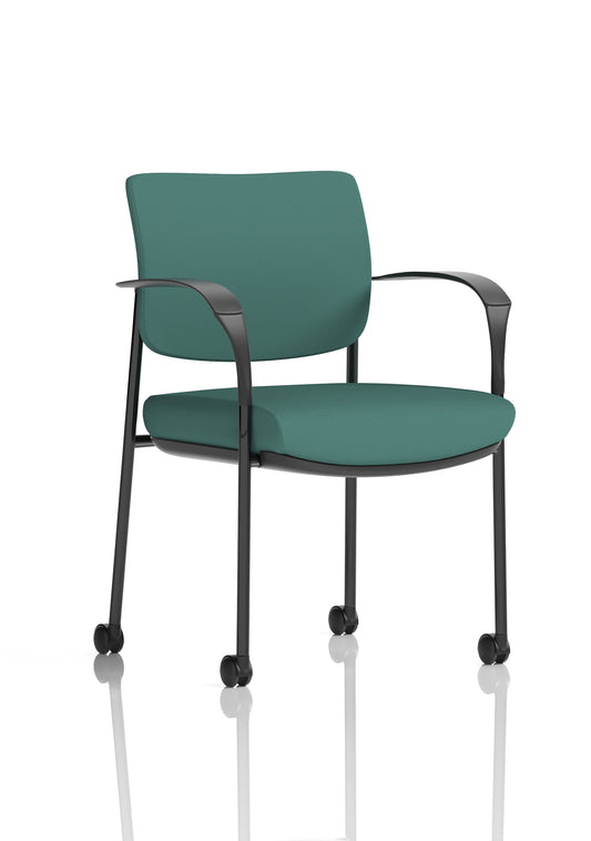 Brunswick Deluxe Medium Back Visitor Office Chair with Arms with Castors In Quest Fabric