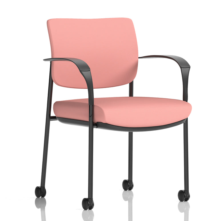 Brunswick Deluxe Medium Back Visitor Office Chair with Arms with Castors In Quest Fabric