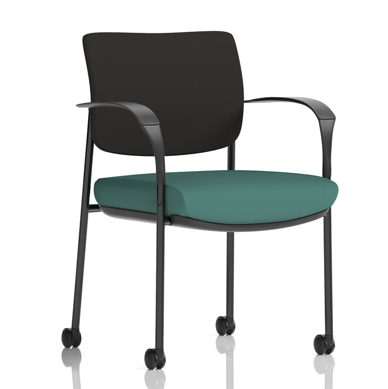 Brunswick Deluxe Medium Back Visitor Office Chair with Arms with Castors In Quest Fabric
