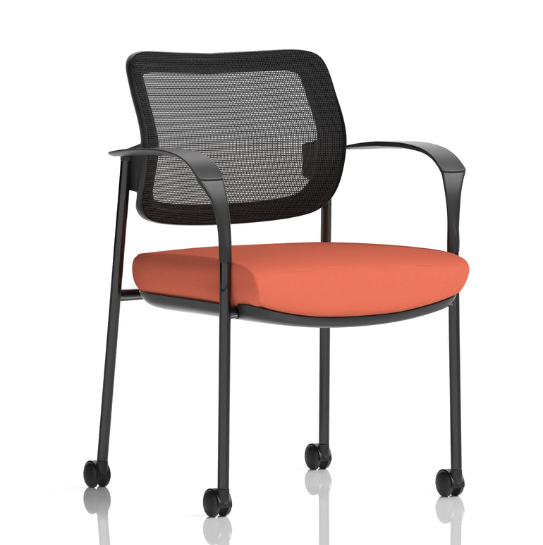 Brunswick Deluxe Medium Back Visitor Office Chair with Arms with Castors In Quest Fabric