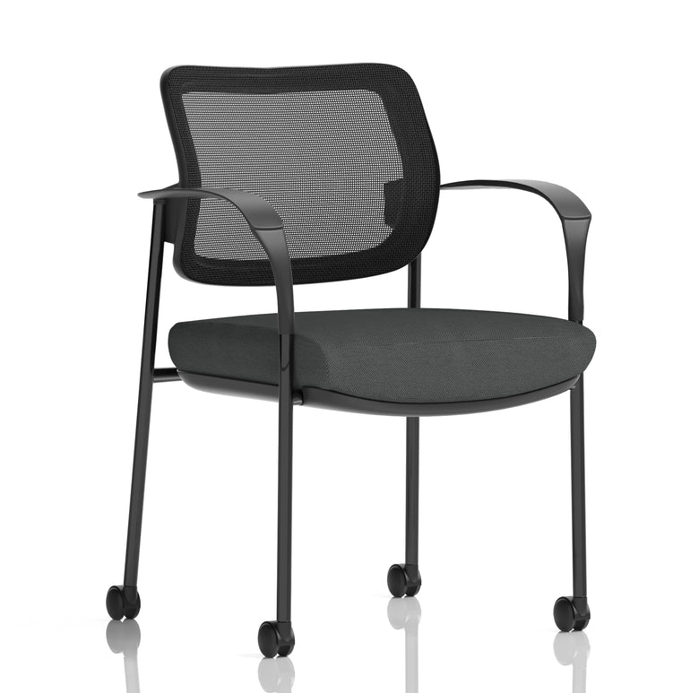 Brunswick Deluxe Medium Back Visitor Office Chair with Arms with Castors In Quest Fabric