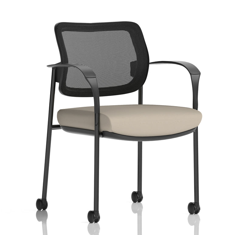 Brunswick Deluxe Medium Back Visitor Office Chair with Arms with Castors In Quest Fabric