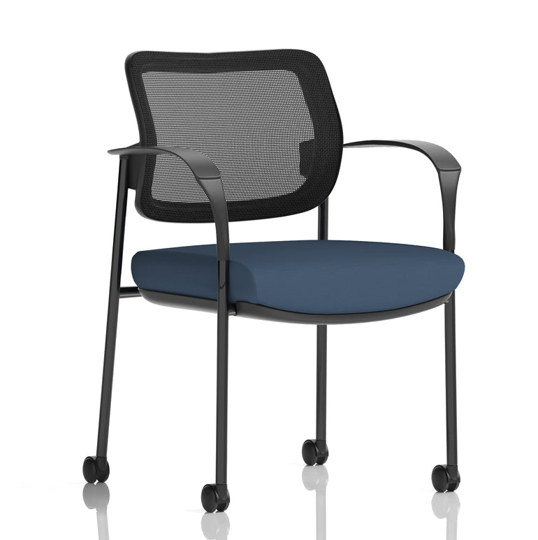Brunswick Deluxe Medium Back Visitor Office Chair with Arms with Castors In Quest Fabric