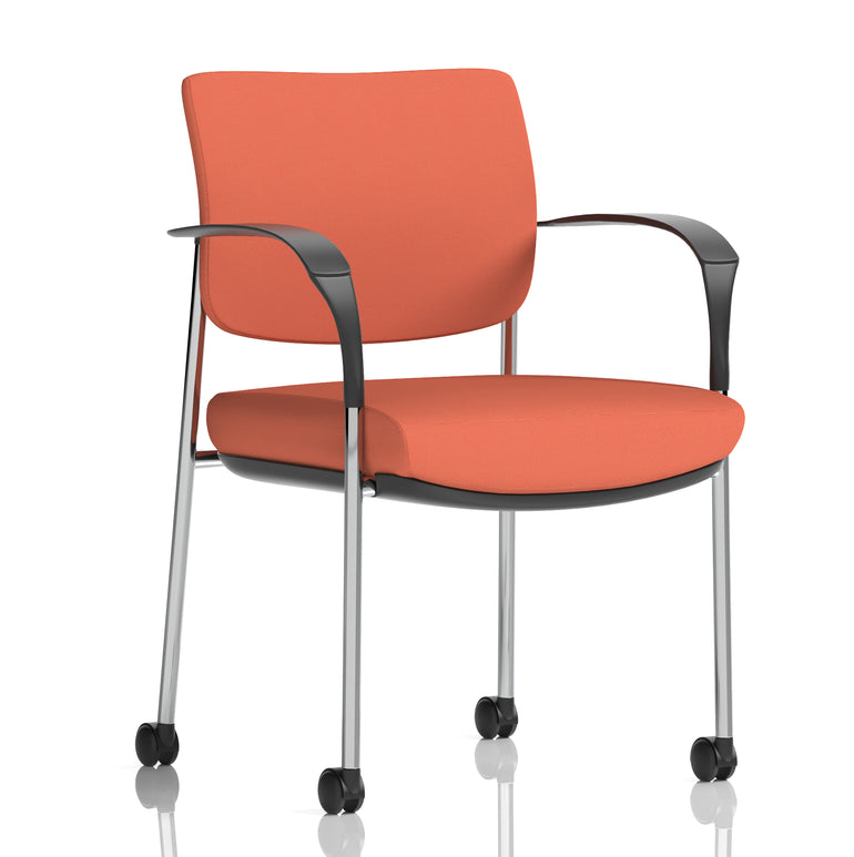 Brunswick Deluxe Medium Back Visitor Office Chair with Arms with Castors In Quest Fabric