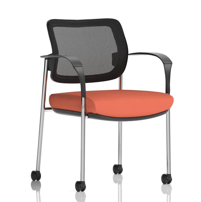 Brunswick Deluxe Medium Back Visitor Office Chair with Arms with Castors In Quest Fabric