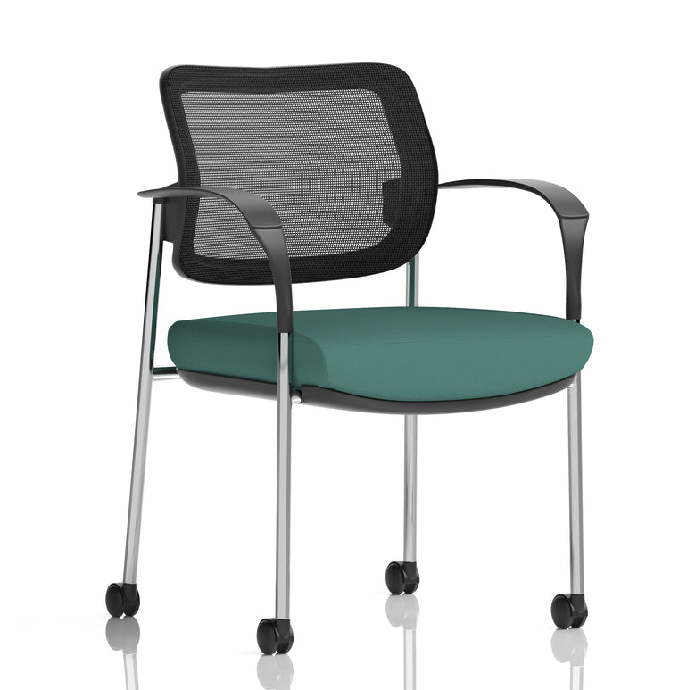 Brunswick Deluxe Medium Back Visitor Office Chair with Arms with Castors In Quest Fabric
