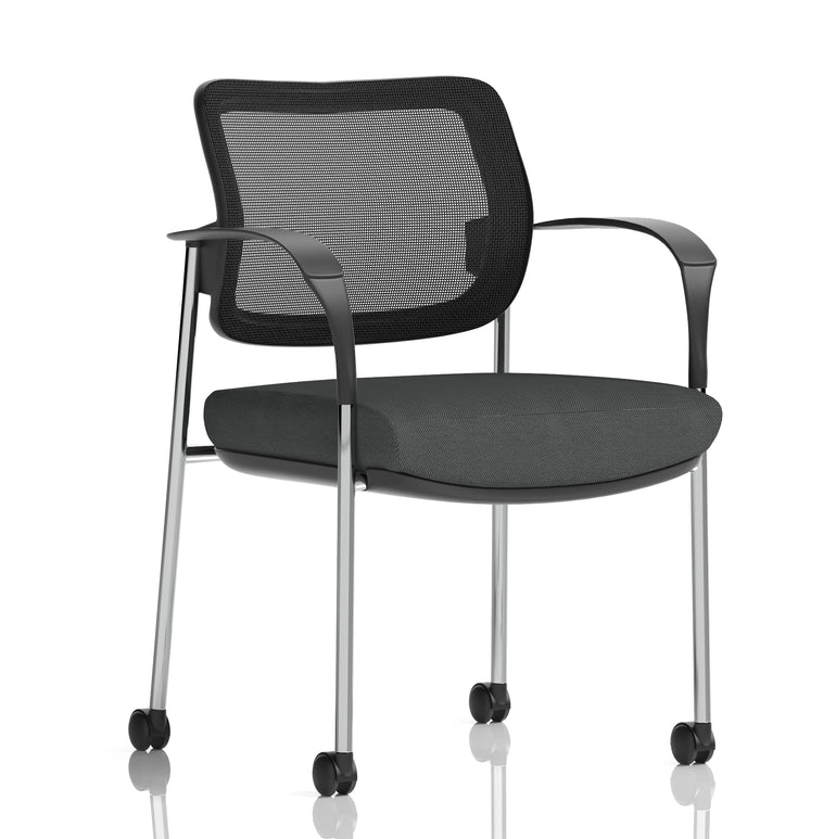 Brunswick Deluxe Medium Back Visitor Office Chair with Arms with Castors In Quest Fabric