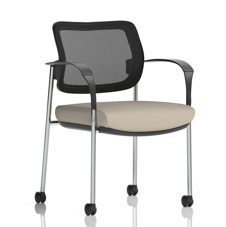 Brunswick Deluxe Medium Back Visitor Office Chair with Arms with Castors In Quest Fabric