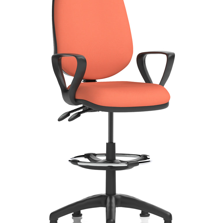 Eclipse Plus II Task Operator Office Chair with Hi Rise Draughtsman Kit In Quest And Rivet Fabric