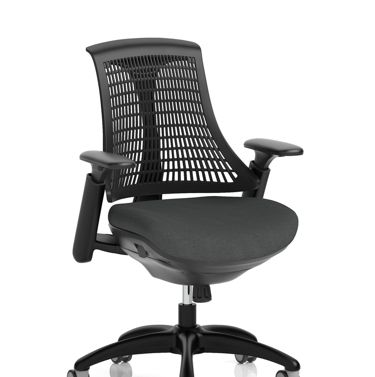 Flex Medium Back Black Frame Task Operator Office Chair with Arms