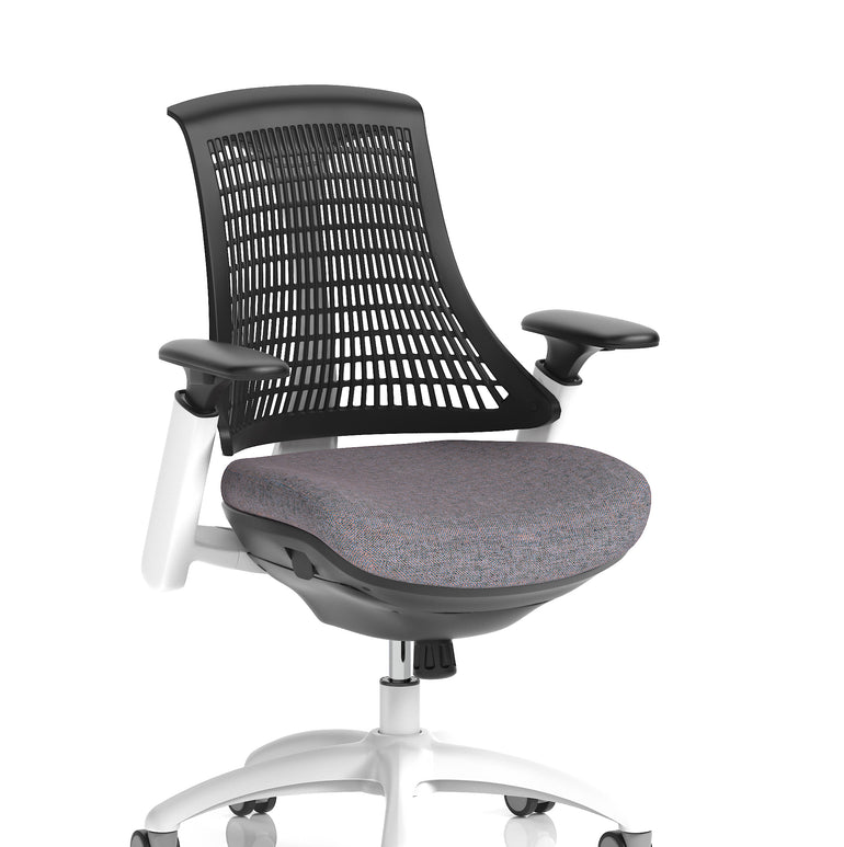 Flex Medium Back White Frame Task Operator Office Chair with Arms