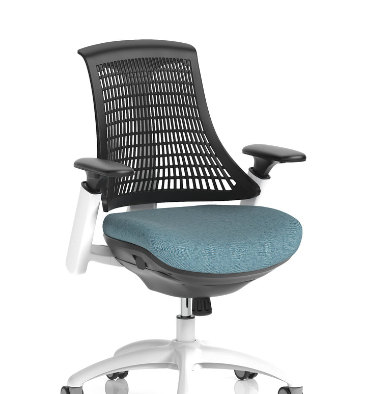 Flex Medium Back White Frame Task Operator Office Chair with Arms