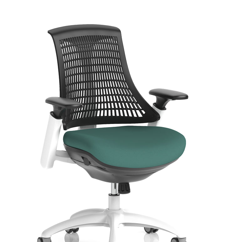 Flex Medium Back White Frame Task Operator Office Chair with Arms