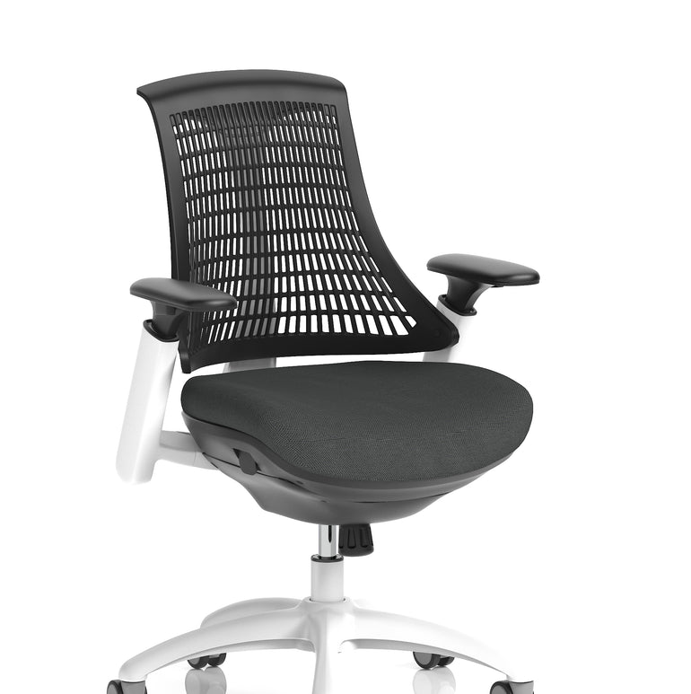Flex Medium Back White Frame Task Operator Office Chair with Arms