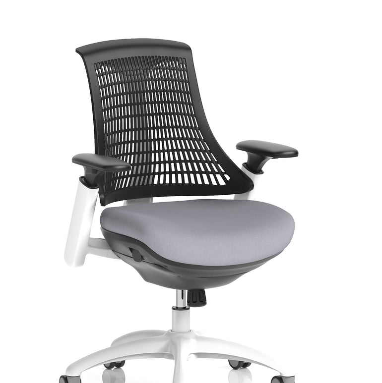 Flex Medium Back White Frame Task Operator Office Chair with Arms