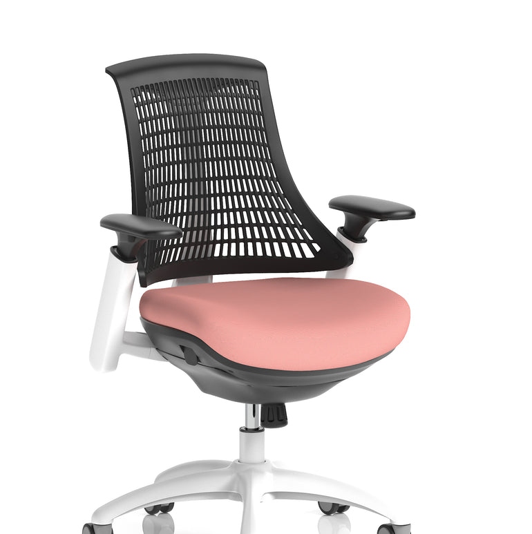 Flex Medium Back White Frame Task Operator Office Chair with Arms