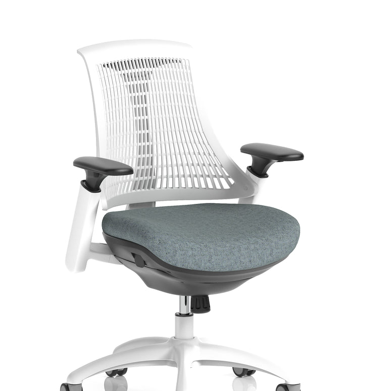Flex Medium Back White Frame Task Operator Office Chair with Arms